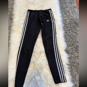 Adidas Black Leggings with gray Stripes